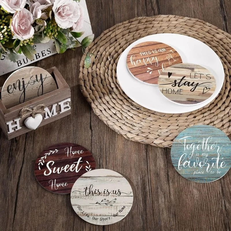 Accesorii birou - Set suporturi pentru pahare Home cu mesaje motivationale