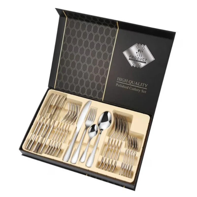 Set tacamuri stil portughez 24 piese argintiu din otel inoxidabil [4]
