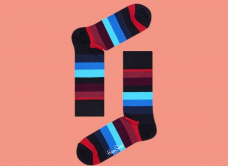 Sosete Happy Socks Negre cu Dungi [1]