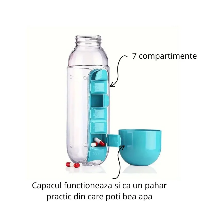 Sticla de apa multifunctionala cu compartiment pentru pastile [8]