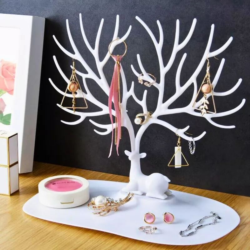 Suport bijuterii Caprioara alba display si organizator pentru mici comori [3]