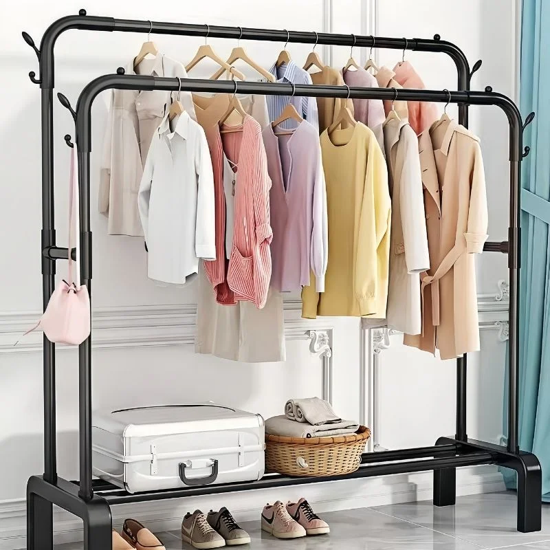 Suport haine cu doua bare si etajera pentru incaltaminte [0]