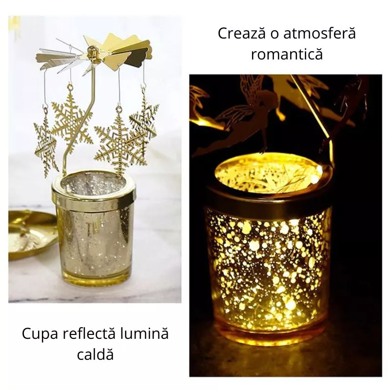 Suport lumanare decorativa Caruselul rotativ cu fulgi [12]