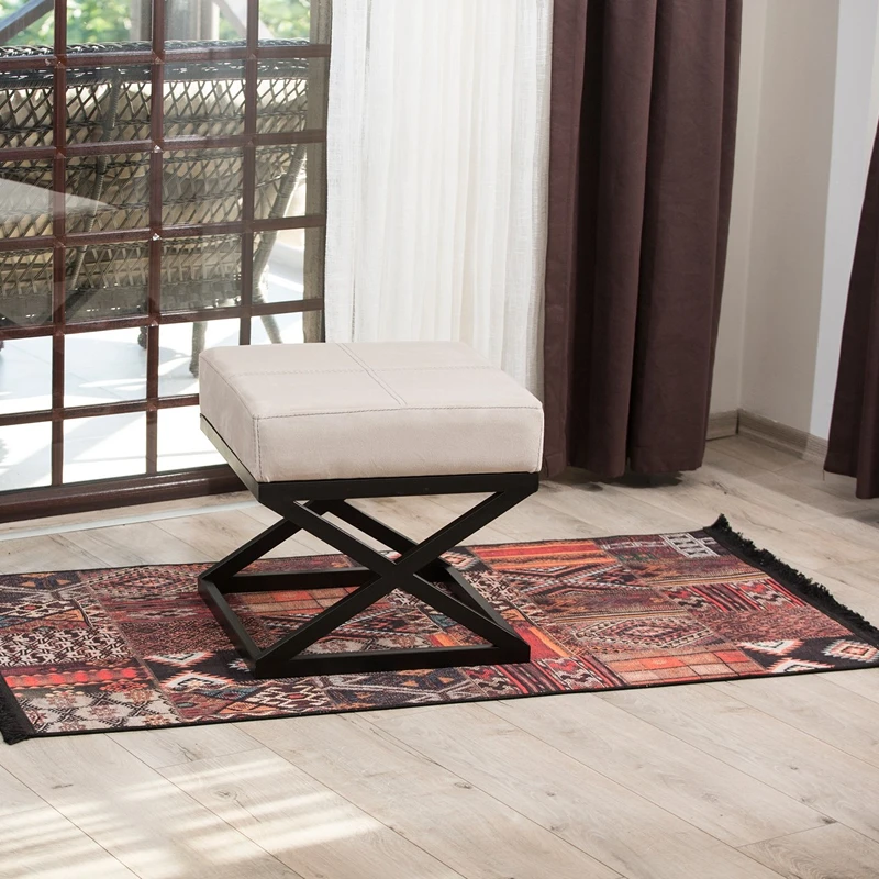 Taburet Imle bej, cadru metalic, design modern, tapiterie catifelata [0]