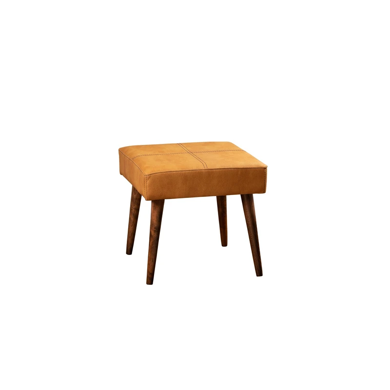 Taburet Urga mustar, structura din lemn, tapiterie piele ecologica, design modern [2]