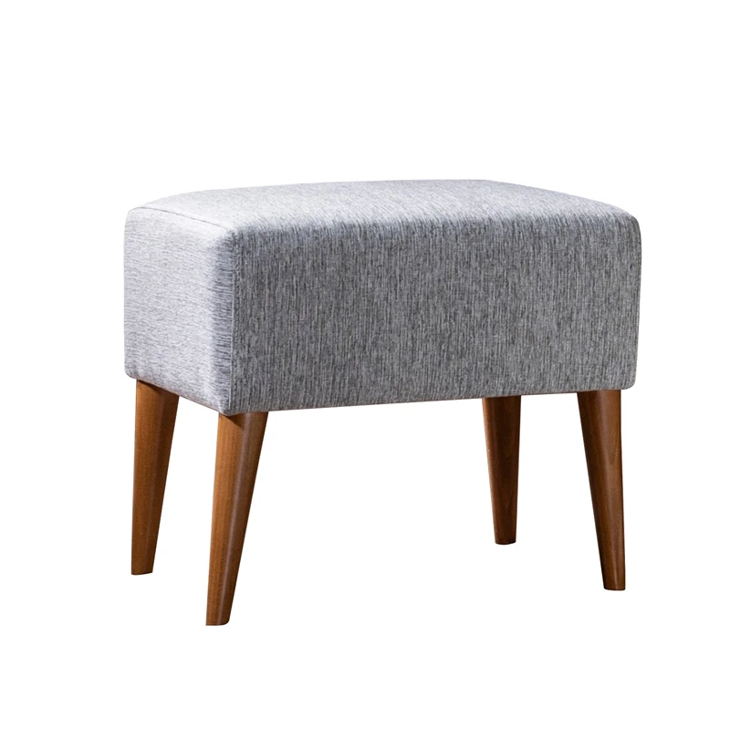 Taburet Zeni, gri, tapitat, cu picioare din lemn, 50 cm [1]