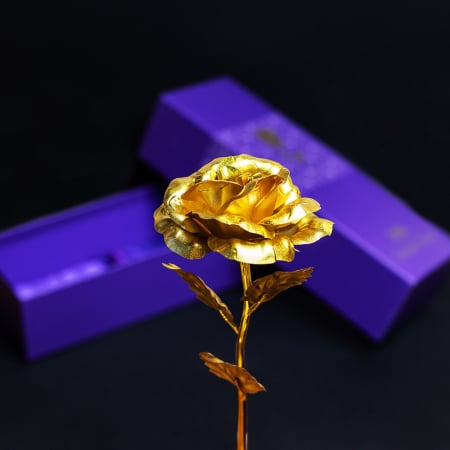 Trandafir placat cu aur 24K - model artificial [3]