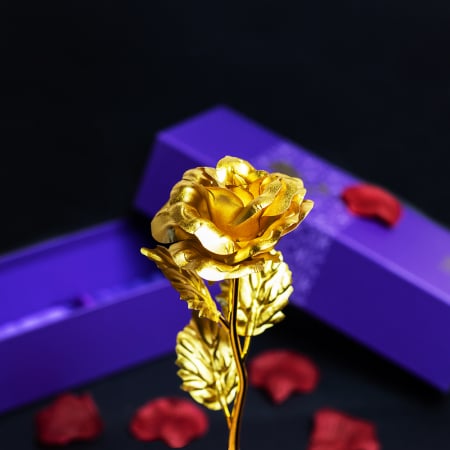 Trandafir placat cu aur 24K - model artificial [2]