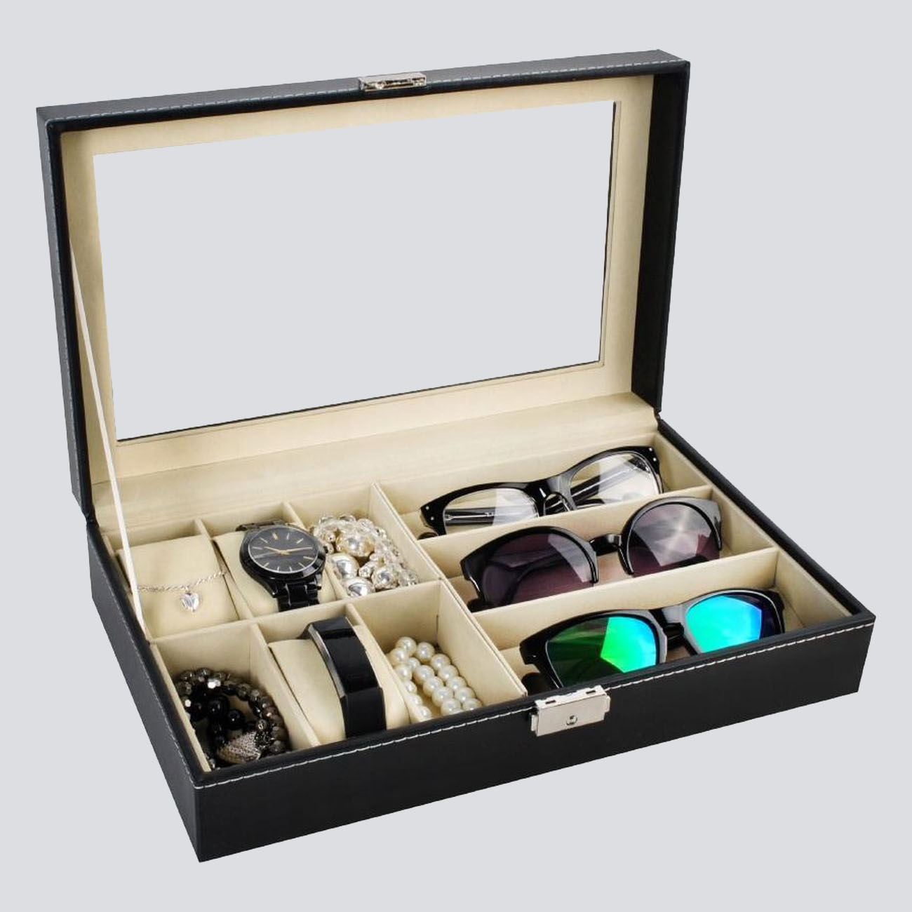 Cutie ceasuri, bijuterii si ochelari, cheita inclusa