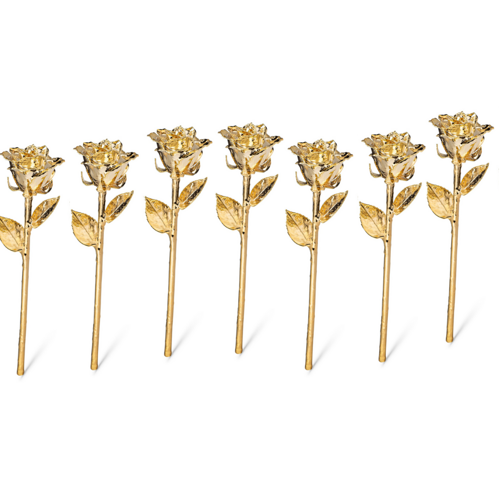 Pachet 7 Trandafiri placati cu aur de 24K
