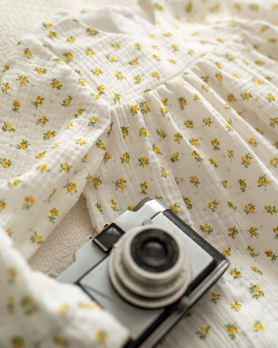 Rochie din muselina cu imprimeu floricele galbene [3]