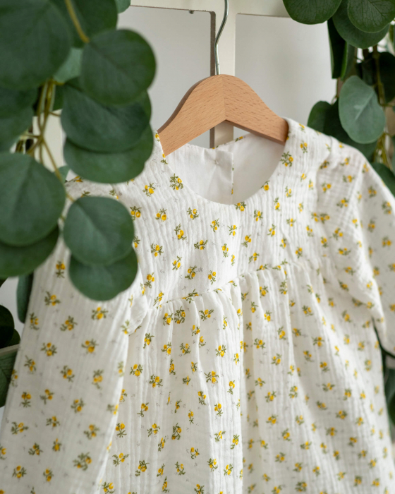 Rochie din muselina cu imprimeu floricele galbene [7]