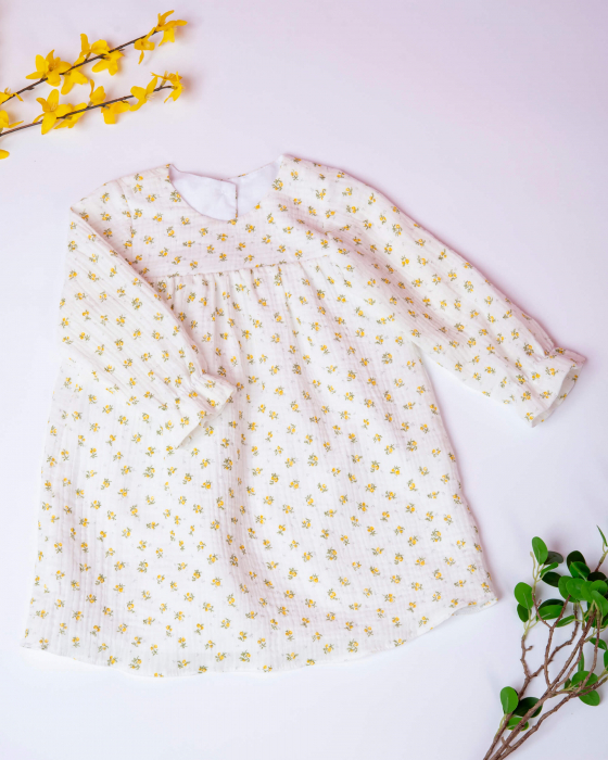 Rochie din muselina cu imprimeu floricele galbene [4]