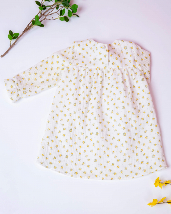 Rochie din muselina cu imprimeu floricele galbene [5]