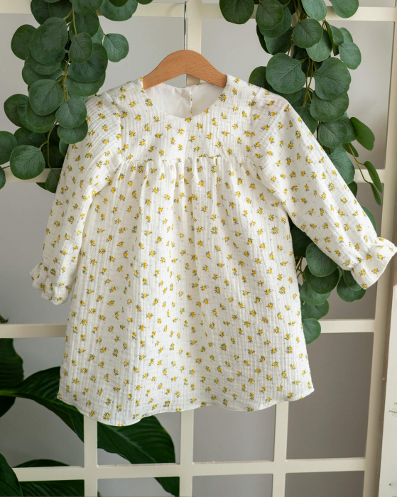 Rochie din muselina cu imprimeu floricele galbene [1]