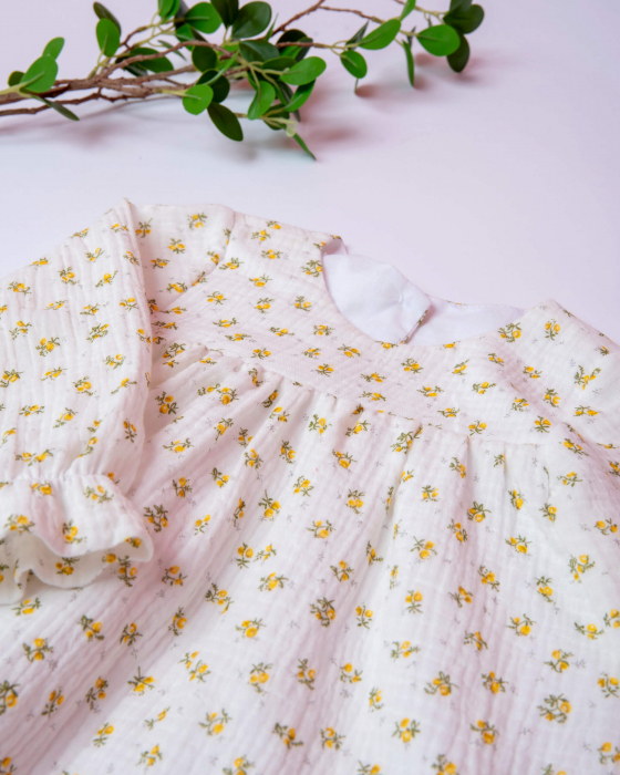 Rochie din muselina cu imprimeu floricele galbene [2]