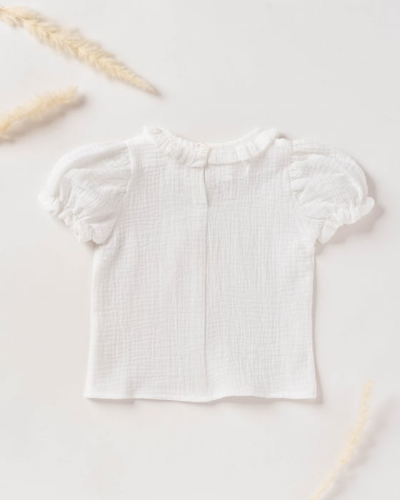 Bluza din muselina alba, cu maneci scurte bufante [2]