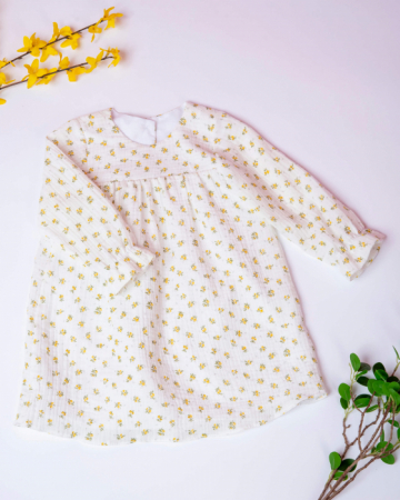 Rochie din muselina cu imprimeu floricele galbene [3]