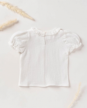 Bluza din muselina alba, cu maneci scurte bufante [1]