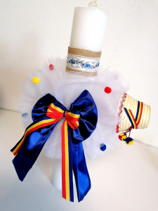 Lumânări botez băieți - Lumanare botez motiv traditional Oas