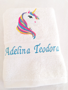 Prosoape personalizate botez - Prosop botez personalizat Unicorn 140 x 70 cm