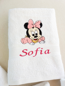 Prosoape personalizate botez - Prosop botez personalizat Minnie 140 x 70 cm