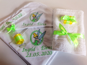 Trusou botez fetite 6 piese - Trusou botez personalizat 6 piese Tinker Bell