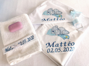 Trusou botez baieti 6 piese - Trusou botez personalizat 6 piese Sleeping Bear