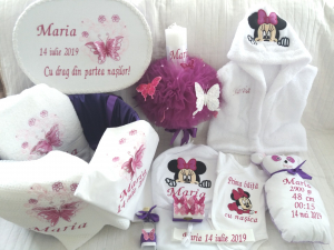 Trusou botez fetite complet - Trusou botez personalizat, Minnie Mouse violet