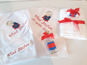 Trusouri personalizate baieti - Trusou botez personalizat 6 piese Baby Superman
