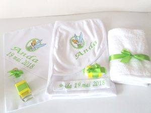 Trusouri personalizate fetite - Trusou botez personalizat 6 piese Tinkerbell