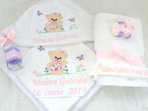 Trusouri personalizate fetite - Trusou botez personalizat 6 piese Teddy the Bear