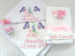 Trusouri personalizate fetite - Trusou botez personalizat 6 piese Butterflies