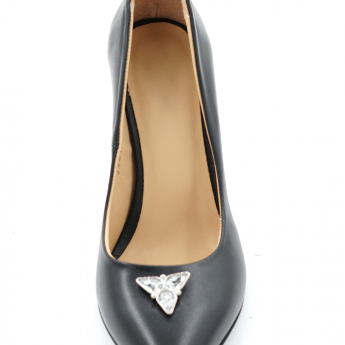 Pantofi dama din piele naturala neagra cu varf ascutit stileto si toc inalt subtire 9 cm 51524-24 [4]