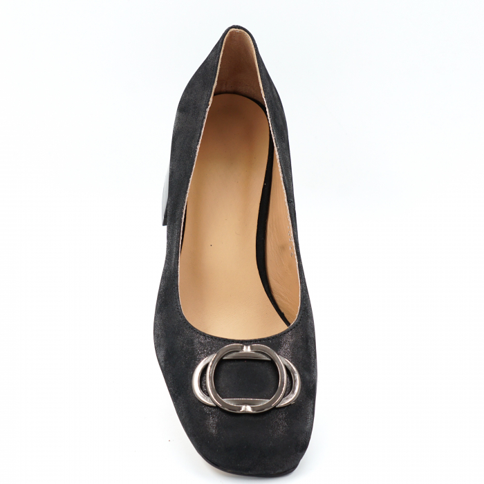 Pantofi dama din piele naturala neagra satinata cu varf patrat si toc mic gros 4 cm 50423-24 [5]