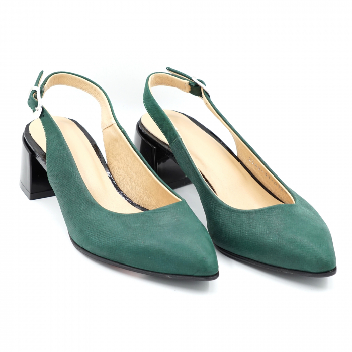 Sandale dama din piele naturala verde menta cu varf ascutit stileto si toc mic gros 4 cm 0124-4-24 [3]