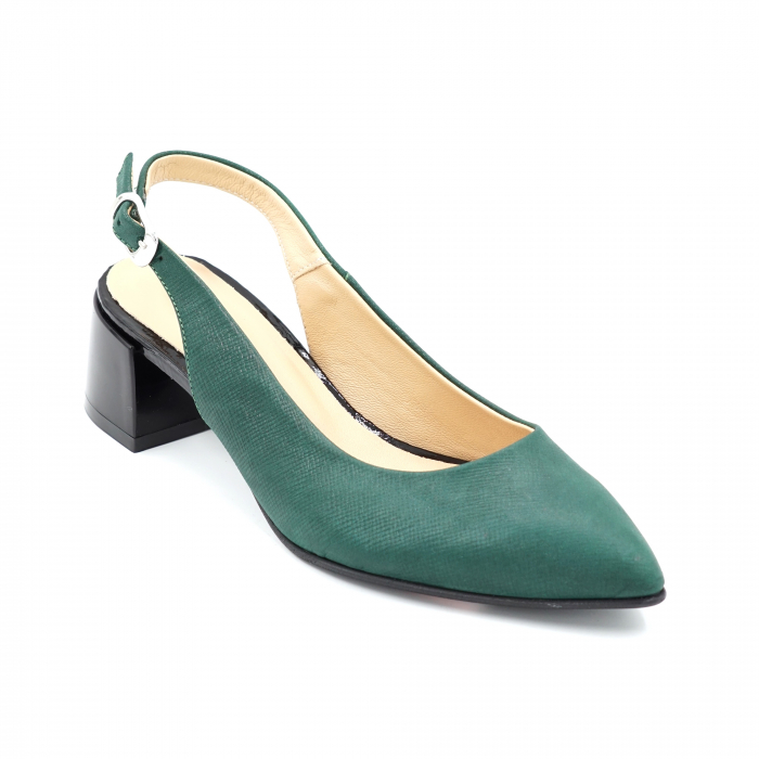 Sandale dama din piele naturala verde menta cu varf ascutit stileto si toc mic gros 4 cm 0124-4-24 [2]