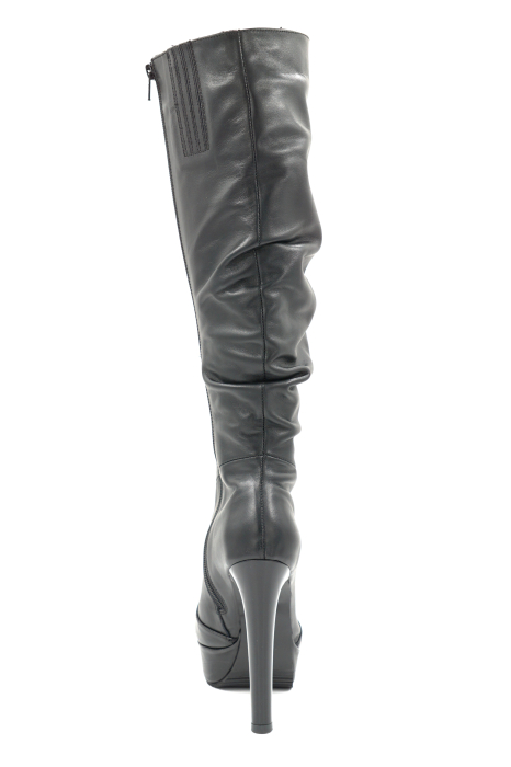 Cizme dama din piele naturala cu varf rotund  toc de 13 cm si platforma de 3 cm 78321-2-25 [3]