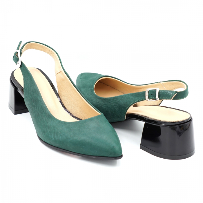 Sandale dama din piele naturala verde menta cu varf ascutit stileto si toc mic gros 4 cm 0124-4-24 [4]