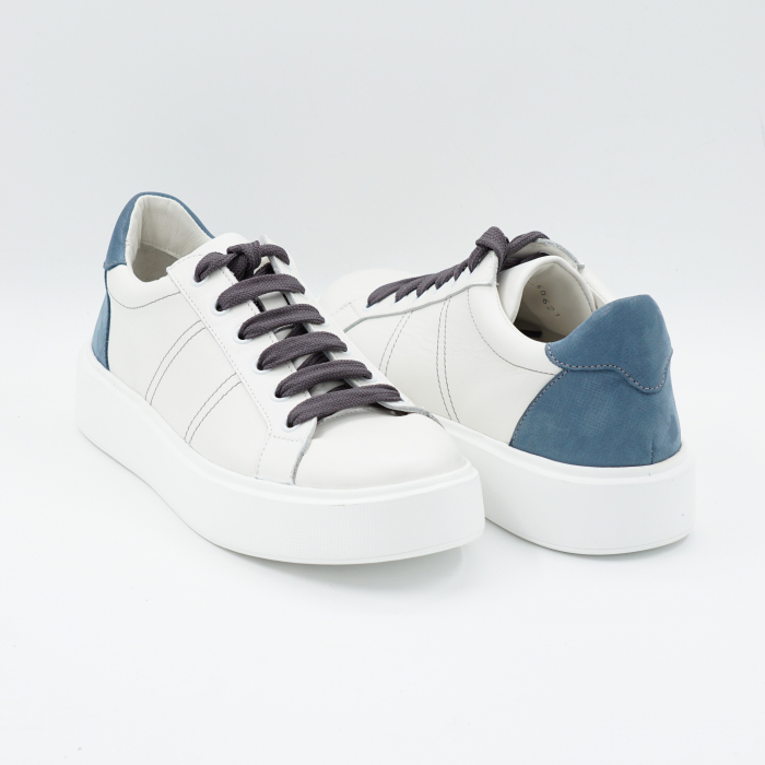 Pantofi dama tip adidas din piele naturala alba si albastru deschis sidef cu varf rtound si talpa 3 cm  50621-3-24 [4]