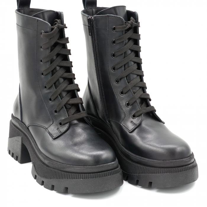 Ghete dama casual din piele naturala neagra cu varf rotund si toc mic gros 5 cm  75321-1-23 [4]