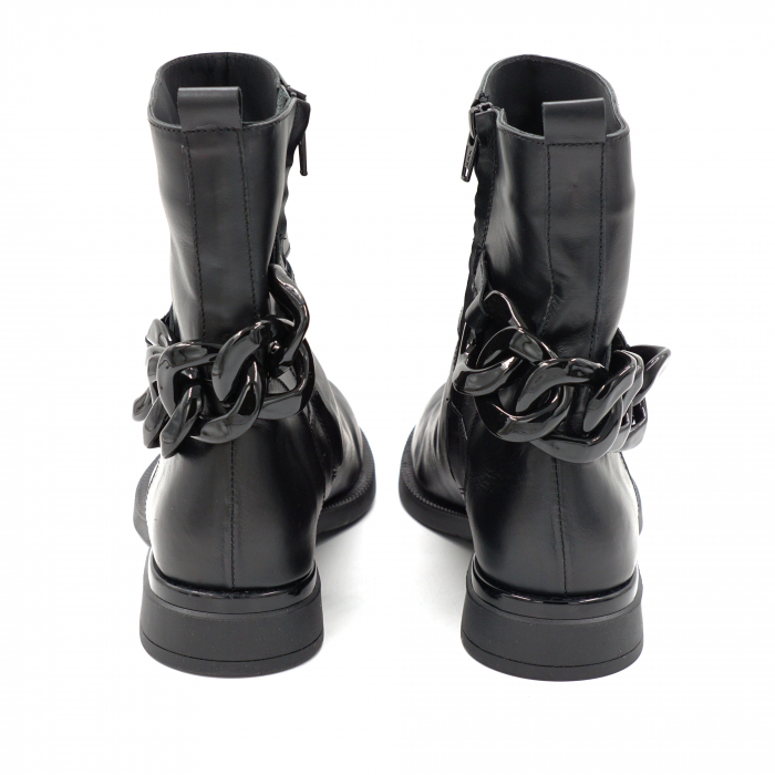 Ghete dama casual din piele naturala neagra cu accesoriu lant negru cu varf rotund si talpa 2 cm 70924-24 - Copie [5]