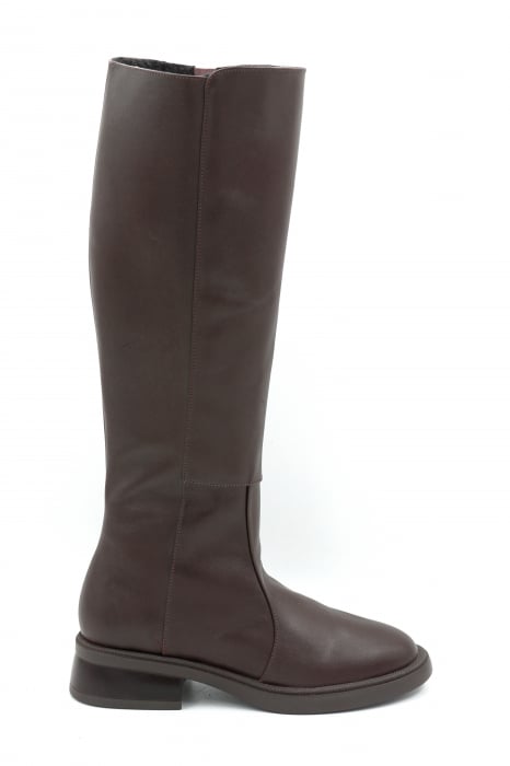Cizme dama casual din piele naturala maro cu varf rotund si talpa de 3 cm 27513-25 [1]
