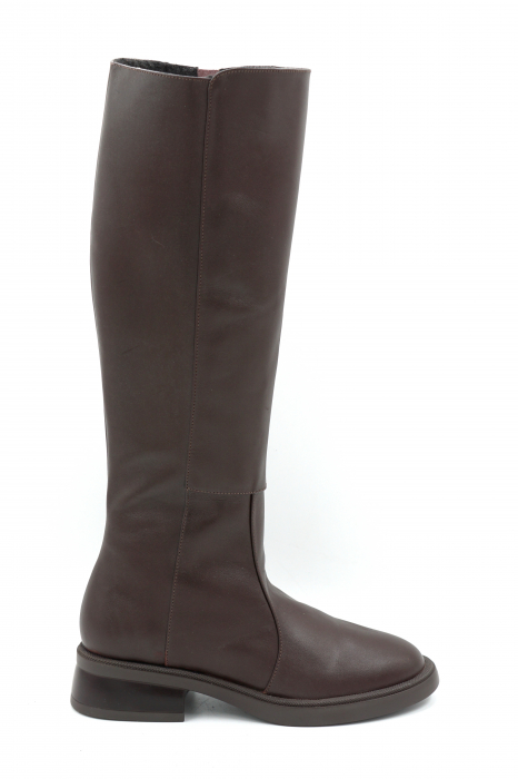 Cizme dama casual din piele naturala maro cu varf rotund si talpa de 3 cm 27513-25 [1]