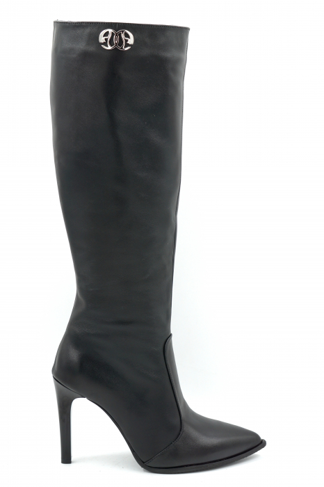 Cizme dama din piele naturala neagra cu varf ascutit stiletto si toc inalt subtire de 9 cm 70723-25 [1]