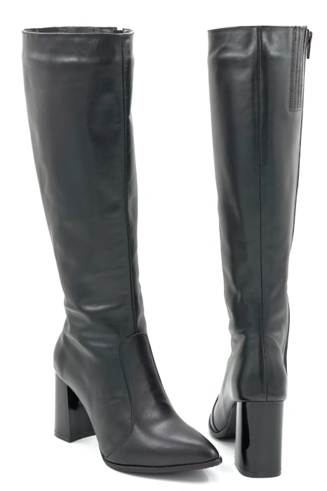 Cizme dama din piele naturala neagra cu varf ascutit stiletto si toc mediu gros de 8 cm 70123-14-25 [5]