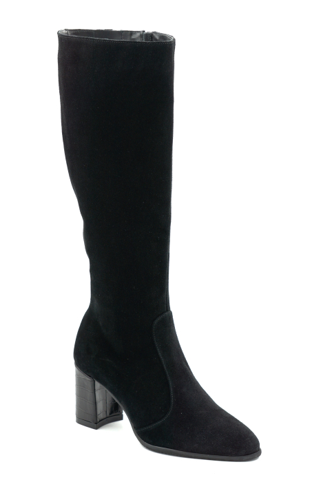 Cizme dama din piele naturala intoarsa neagra cu varf ascutit si toc mediu gros de 7 cm 70123-19-25 [2]