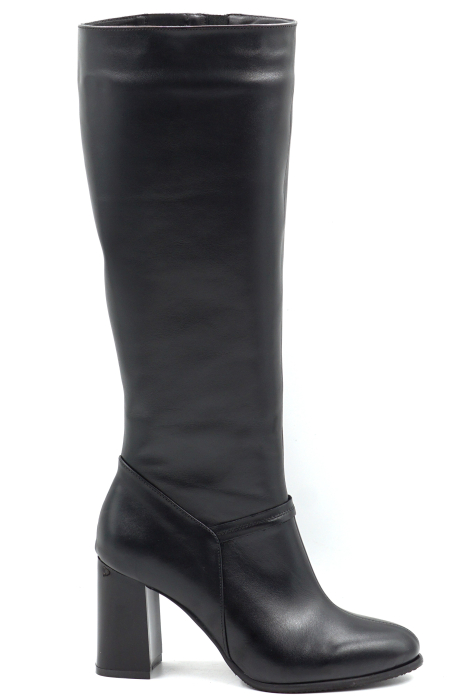 Cizme dama din piele naturala neagra cu varf rotund si toc mediu gros de 8 cm 70226-1-26 [6]
