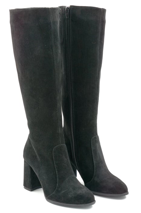 Cizme dama din piele naturala intoarsa neagra cu varfa scutit si toc mediu gros imbracat de 8 cm 70123-8-25 [3]