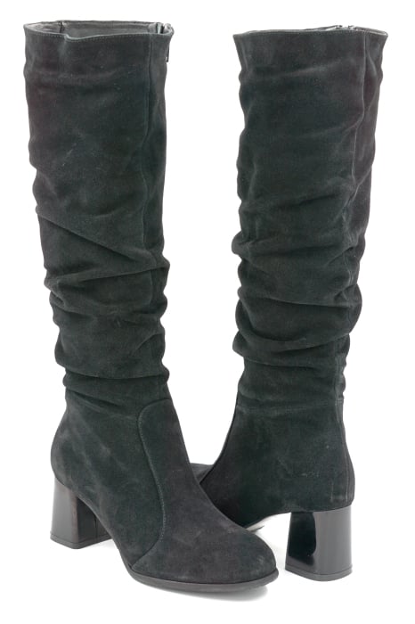 Cizme dama din piele naturala intoarsa negru cu varf rotund si toc de 6 cm 78321-25 [4]